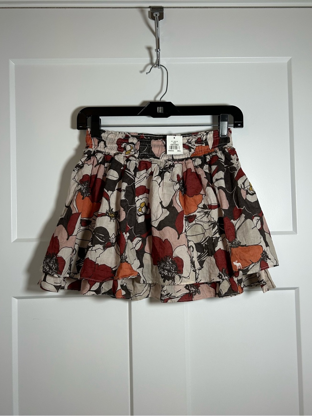 A&F Floral Tiered Mini Skirt fall tones